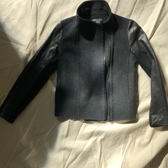 VINCE wool and leather jacket - Picture 2 of 8